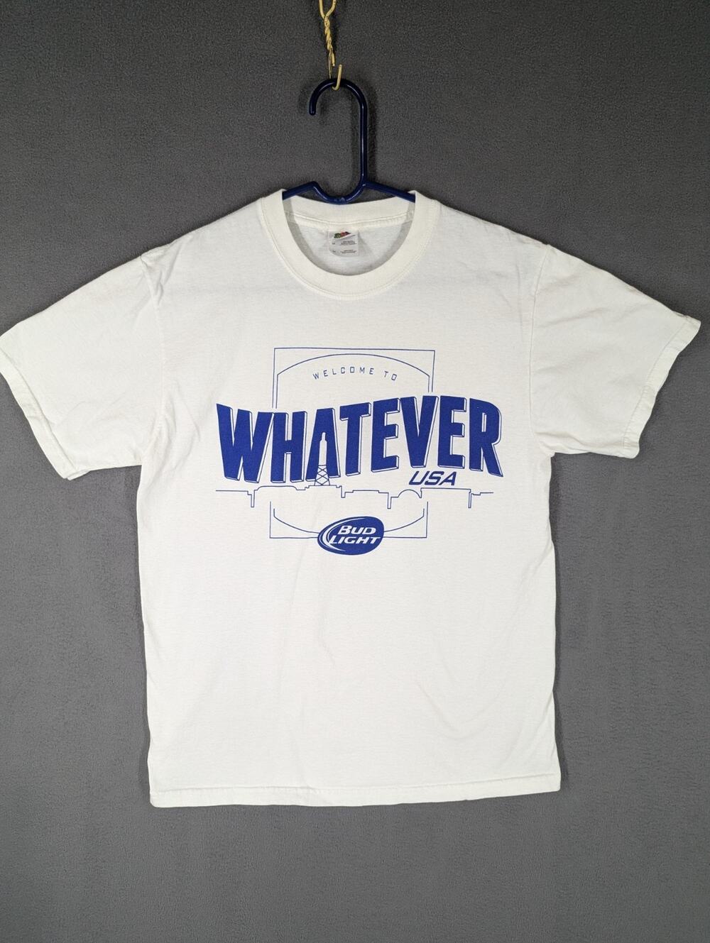 Vintage Y2K Fruit Of The Loom Bud Light "Whatever" USA T-Shirt Medium White